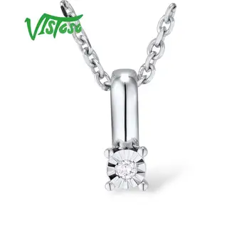 VISTOSO Ren 14K 585 Hvid Guld Mousserende Illusion-Sæt Mirakel Plade Diamant Vedhæng Til Kvinder Jubilæum Trendy Unikke Smykker