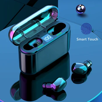 Aimitek Bluetooth-5.0 Øretelefoner Touch Trådløse Øretelefoner TWS Sport Stereo Gaming Headset LED Display 3600mAh Opladning Tilfælde 2020