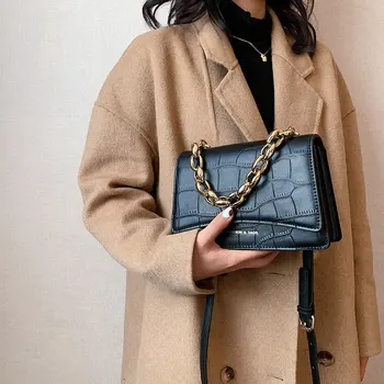 Luksus Mærke Håndtasker 2020 Kvinder er Vinter Fashion Lille Skulder Berømte Designer Guld Kæde PU Læder Vintage Flap Bag