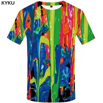 KYKU Mærke Graffiti T-shirt Mænd Farverige T-shirts, 3d Psykedelisk Sjove T-shirts, Kunst t-shirt Trykt med Gotisk Casual t-shirts