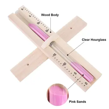 15 Minutter Sauna Sand Ur Glas Timer Wall-Monteret Træ Timeglas Timer med Pink Sands