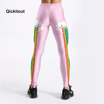 Rainbow Skyer Trykt Sød Stil Kvinder Trænings-Og Pink Leggings, Mode Sommer Blød Elastisk Træning, Lange Bukser