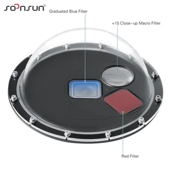 SOONSUN Filter Omstillelig Dome Port Vandtæt Sag Dykke Linse Cover w/ Float Greb til GoPro Hero 5 6 7 Black Go Pro 7 Tilbehør