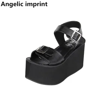 Angelic aftryk kvinde mori girl punk lolita sko dame super høj bagatel hæle pumper kvinder prinsesse sommerkjole, sandaler 10cm 47
