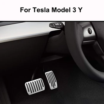 Model3 Bil Fodpedal Puder Dækker For Tesla Model 3 Y Tilbehør I Rustfrit Stål Accelerator Bremse Resten Pedal Model Tre