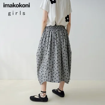 Imakokoni oprindelige design grå plaid lille blomst nederdel Japansk enkel sommeren nye kvindelige 203040
