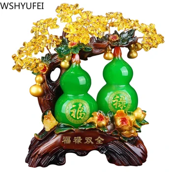 Kinesiske Heldig Penge Græskar Planten Harpiks Statue Hjem Indretning Stue Indgang Ornamenter Jul Fødselsdagsgave Dekorationer