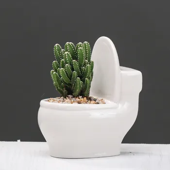 Toilet Form Potter Dræning Kreative Flower Pot Perforeret Hvid Cactus Flower Pot Kødfulde Tykkere Haven Forsyninger Plantning Anlæg