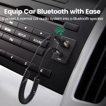 UGREEN Bluetooth-Modtager 5.0 Adapter Hands-Free Bluetooth Car Kits AUX Audio på 3,5 mm Jack Stereo Musik Trådløse Modtager til Bil
