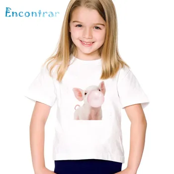 Drenge/Piger Tyggegummi Kat Print T-shirt Kids Søde Dyr Panda Gris, Kanin Bulldog Tøj Børn Sommer Baby T-shirt,oHKP2059