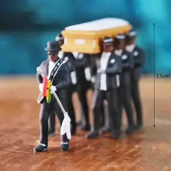 1:64 Højt Simulering Plast Ghana Begravelse I Kiste Dancing Pallbearer Team Model Udsøgt Håndværk Action Figur Bil-Indretning
