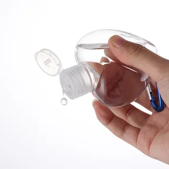 4 stk Klar til Genopfyldning Gel Flasker med Indehaveren Nøglering Spænde Rejser Hånd Sanitizer Split Flasker for Børn hænge i posen