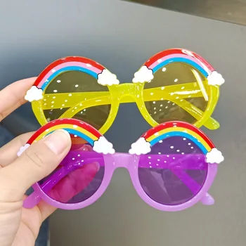 SÅ&EI Mode Søde piger Rundt Børn Solbriller Rainbow Skyer Dekoration Brillerne Retro Drenge Piger Udendørs Nuancer Sol Briller UV400