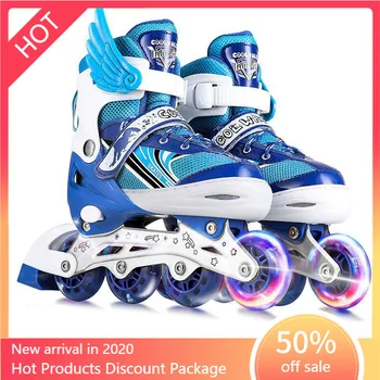 Børn, der er justerbar rulleskøjter Et komplet sæt af enkelt flash ice skate sko til drenge og piger, Inline-rulleskøjter for begyndere