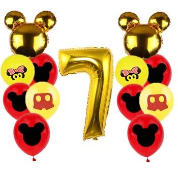 1 sæt Mickey Mouse, Minnie fødselsdag Minnie, Mickey Balloner Børn Happy Birthday Party Dekoration 1 2 3 4 5 6 år gamle Forsyninger