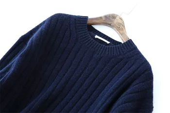 SKRÆDDERSY FÅR Efterår og vinter nye o-hals cashmere sweater kvinder fortykkelse slids sweater løs dovne strikket pullover