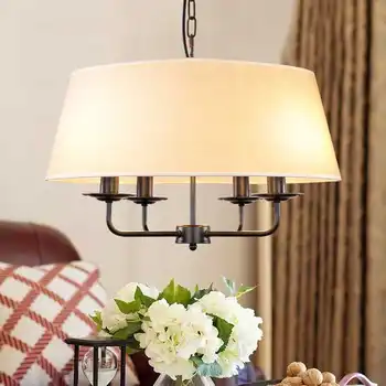 American Vintage Lampe E14 Led Pære Lysekrone Til Stue Bryllup Indretning, Belysning I Hjemmet Kobber, Jern, Stof Lampeskærm