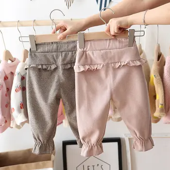 EACHIN Baby Piger Bukser 1-5 År Børn Mode Bukser Lomme Børn Forår og Autummn Varmt Afslappet Lange Bukser Pige Tøj