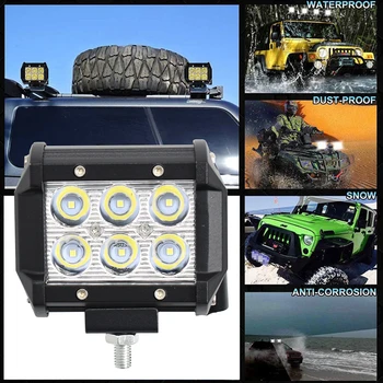 1piece 18W 4 tommer LED-arbejdslampe Barer Spot light Beam Forlygter Til Biler, Motorcykel, Traktor Båd Off-Road 4x4 Lastbil SUV 12V 24V