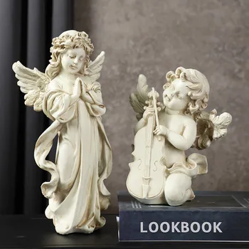 Strongwell Vintage Retro Minaiture Model Angel Skulptur Boligindretning, Pynt Office Desktop Dekoration Figurer Håndværk