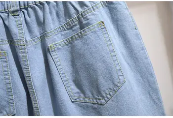 2XL-6XL Store størrelse Kvinder Hul Jeans Efteråret Afslappet Plus størrelse 5XL Bogstav-Print-Jeans Elastisk Talje Denim Bukser Løs Brede Ben Jeans