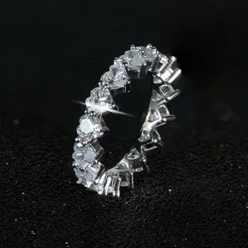 ZAKOL Stor Sølvfarvet Hjerte Cubic Zirconia Finger Ring for Kvinder Mode CZ Sten Bryllup Engagement Smykker 2020 Ny