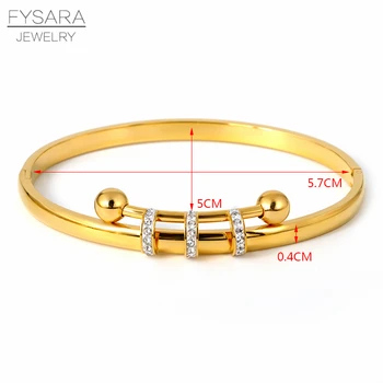 FYSARA Tre Cirkel Krystaller armbånd & Armbånd Titanium Stål Smykker til Kvinder Guld Charme Bangles Cubic Zirconia Pulseiras