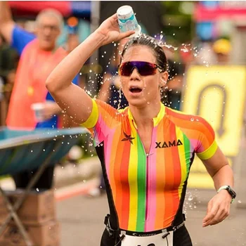 Pro Team XAMA CYKLING, Triathlon Passer til Kvinders Farverige Kort Ærme Buksedragt AERO Race Trisuit Cykling Skinsuit, der Kører Tøj