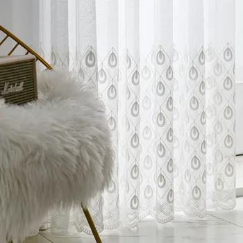 Mode af Høj Kvalitet Hvidt Broderi Elegante Tyl Gardiner til stuen Skærme Europæisk Stil Voile Alene i Soveværelset Windows