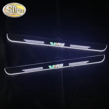 SNCN 4STK Akryl Bevægelige LED Velkommen Pedal Bil Scuff Plate Pedal Dør Karmen Pathway Lys For Skoda Octavia VRS 2012 - 2019