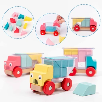 Træ-Lastbil Læsset Spil Byggesten Legetøj Tidlig Uddannelse Af Forældre-Barn-Interaktive Spil Toddler Læring Legetøj