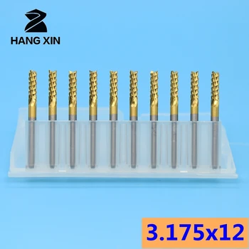 HANGXIN 3.175 mm hårdmetal Majs Cutter skære 10stk PCB fræsning bits endefræsere CNC router bits for Gravering maskine