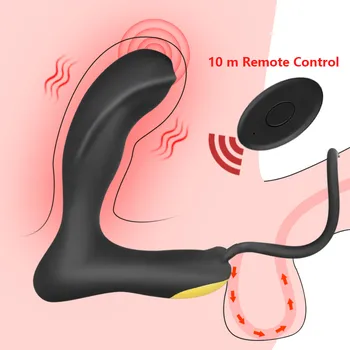 Mænd Masturbator Anal Vibrator Silikone Mandlige Prostata Massager Stimulator Butt Plug Forsinke Ejakulation Ring Voksen Sex Legetøj til Mænd