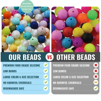10MM Rund Løs Silikone Perler For Tand-Silikone Halskæde Runde perler Til Baby Bidering BPA Sikker DIY-Løse perler 40 Farver