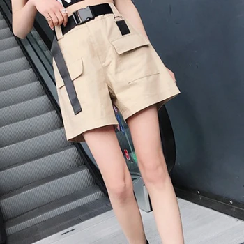 Plus Size Kvinder Sommer Shorts Med Bælte 2019 Mode Casual Streetwear Cargo Shorts Feminino Army Grøn Kort Femme kort mujer
