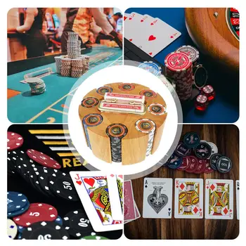Wooden Poker Chip Sæt Med Stor Kapacitet Karrusel Tilfælde Rotation Opbevaring Bakke Chip Opbevaring Pladespilleren For Poker, Blackjack 2021