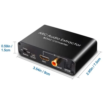 192KHz ARC o Adapter HDMI o Emhætte Digital til Analog o Converter DAC SPDIF Coaxial RCA 3,5 mm Jack-Udgang HDMI Konverter