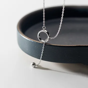 INZATT Ægte 925 Sterling Sølv Geometrisk Runde Vedhæng Choker halskæder For Mode Kvinder Fine Smykker Minimalistisk Tilbehør