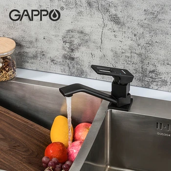 GAPPO Sort Køkken vandhane Messing Enkelt Håndtag 360 graders rotation blandingsbatteri til Koldt og Varmt Vand Cozinha Torneira blandingsbatteri