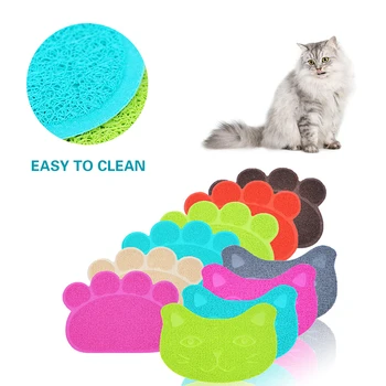Vandtæt Kat Kuld Mat Søde Klo Form Fodring Pad PVC Nem Rengøring Dobbelt Lag Katte Toilet Måtter til Kæledyr Katte Forsyninger
