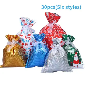 Candy Jul Gavepose Indpakning Part Bærbare Med Bånd Bånd Diverse Stilarter Universal Tree Dekoration Ferie Holdbar