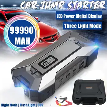 99990mAh 5 Porte Bil Hoppe Starter Biler Batteri Jumper 12 V 3.0 Hurtig Oplader 3 USB Type 2-C nødstrøm Bank SOS LED Flashlig