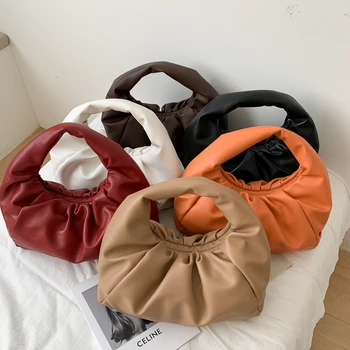 Nye Skuldertasker Til Kvinder 2021 Tote Handbag De Luxe Femme Folder Mode Dumplings Totes Bløde Roupas Femininas Torebka Kobling