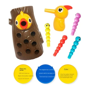 Spætte Fiskeri Magnetiske Fange Ormen dyrefoder brætspil Familie montessori stabling Pædagogisk legetøj, som Børn Gave