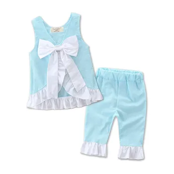 Engros Baby Piger Boutique-Pink blå gul lilla aqua Seersucker Stof Tøj til Piger Sommeren swing top, trusse sæt
