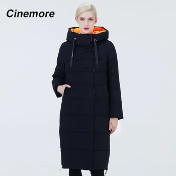 Cinemore 2020 Nye ankommer Kvinders lange puffer pels Kontrast farve Blændende Justerbar hofter kvinder vinteren ned jakker 2051