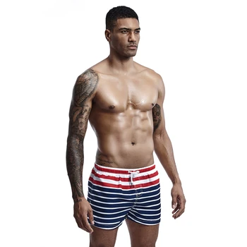 Mærke Sommeren Mænd Stribet Beach Shorts Badetøj Sommer Swimming Trunks Vand Sports Undertøj Elastisk Sportstøj Flag
