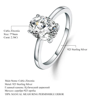 Perle ' s Ballet 2.36 Ct Oval Cubic Zirconia Bryllup Løfte Hvid CZ Ring i Ægte 925 Sterling Sølv Ring For Kvinder Mode Smykker