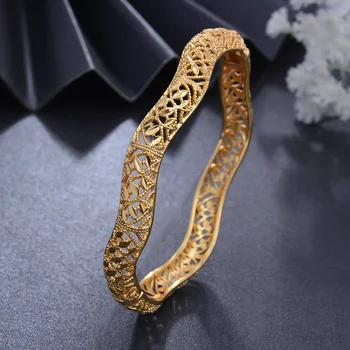 4stk/masse Guld farve Halskæde&Armbånd Dubai Armbånd Til Kvinder, Indiske Armringe Afrika Smykker Etiopisk Bryllup Bride Smykker Gave