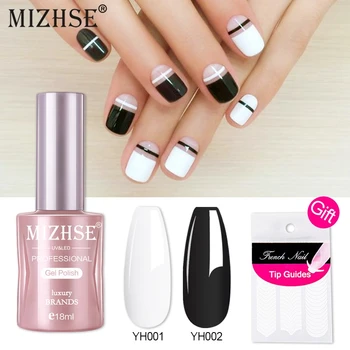 MIZHSE Black7&Hvid Farve fransk Manicure Kits Tip Guider Nail Art Dekorationer UV Gel Soak Off UV-LED-Gel Polish Sæt